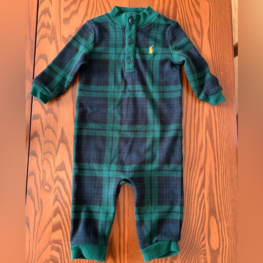 Ralph Lauren Green and Black Plaid Jumpsuit